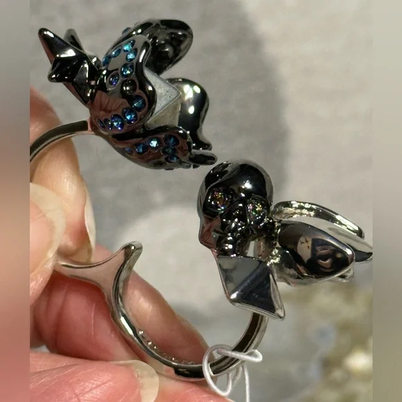 AUTHENTIC COACH double finger ring M/L skull rexy tearose star pyramid b… - Picture 4 of 16